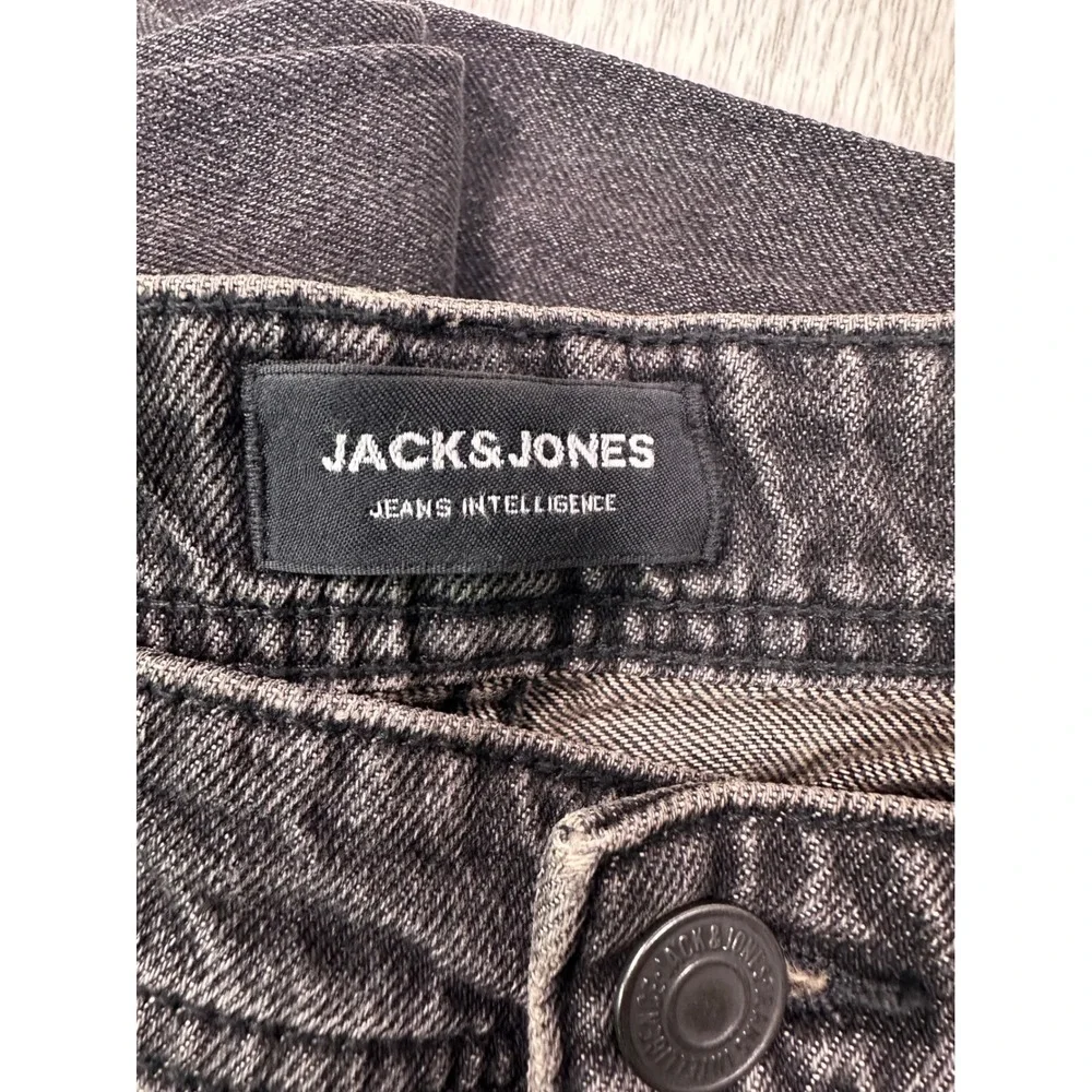 JACK JONES Jeans Intelligence Mens Black Denim Straight Leg‎ Pants Size 36x34